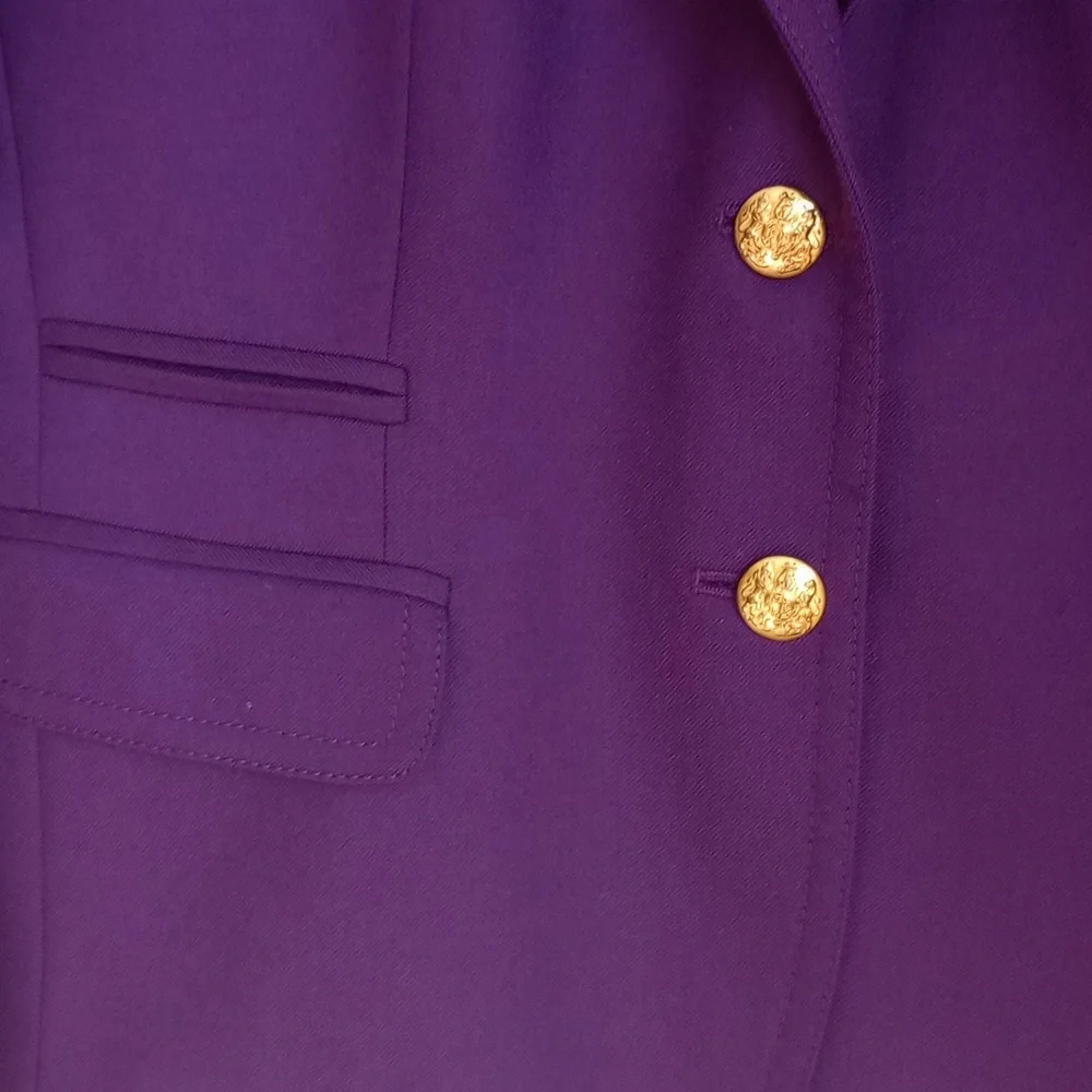JCREW Royal Purple New Schoolboy Wool Blazer with Brass Buttons 4 Longer Length - Picture 6 of 13